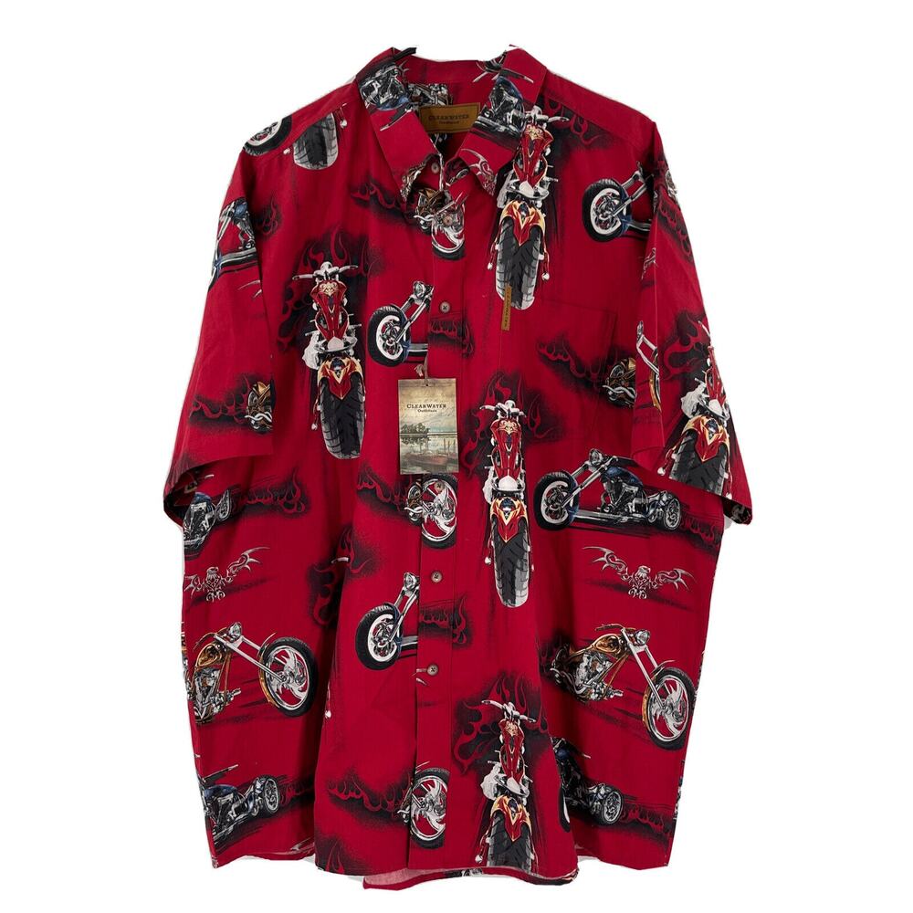 -‎ Clearwater Outfitters Short Sleeve Button Down Shirt Mens 2XL Motorcycles